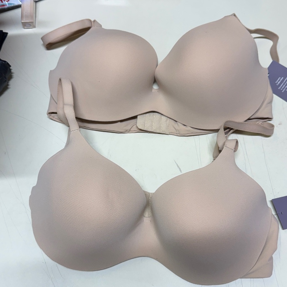 2x Auden Luxury Collection Demi Coverage Bra Lightly Lined Pearl Tan NWT 

WW 0
